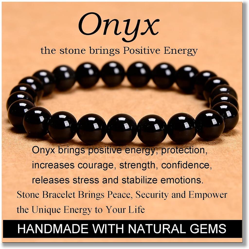 MASSIVE BEADS Handmade Yoga Stretch Elastic Bracelet Natural Stone Crystal Healing Power Energy Gifts for Unisex Adult 4mm 6mm 8mm 10mm