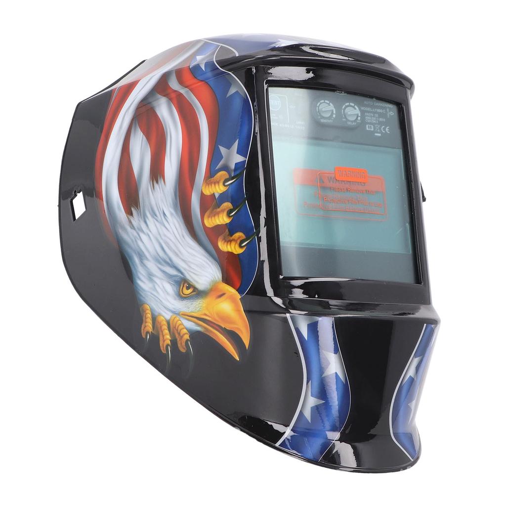 Сварочный шлем с рисунком орла, автоматическое затемнение, большой обзор, защита головы, регулируемая, питание от солнечной батареи