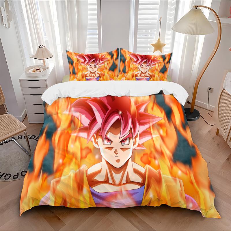 Dragon Ball Z Saiyan Power Print 3Pcs Bedding Setduvet Cover With 2 Bedropillowcase Home Birthday Gift