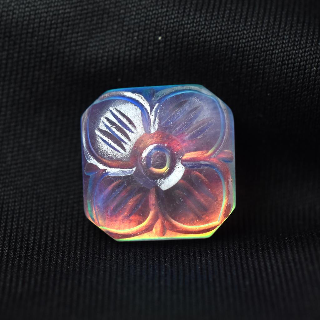Lab-Created Opal Loose Gemstone Multi-Color 11.05 ct Square Cut October Birthday Birthstone