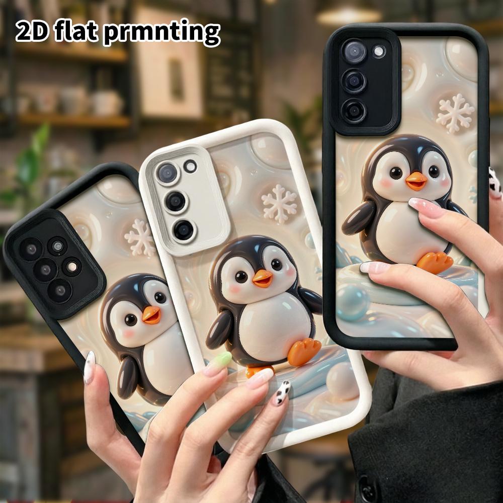 Phone case: 2D flat, compatible with Samsung Galaxy A34 A35 M05 M06 S20 S22 S21 FE Plus 5G protective cases, cute little penguin, perfect Christmas an