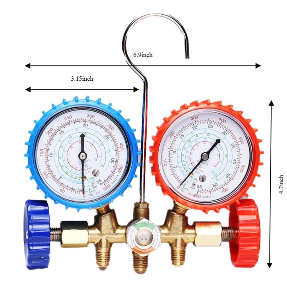 Alloy AC Manifold Gauge Set Refrigeration Auto Kit Conditioning Pressure Leak Testing