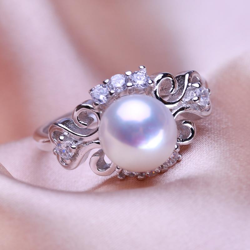 seniko Кольца с натуральным пресноводным жемчугом для женщин, модное женское кольцо с кубическим цирконием и CZ, ювелирные изделия с жемчугом, регулируемое кольцо