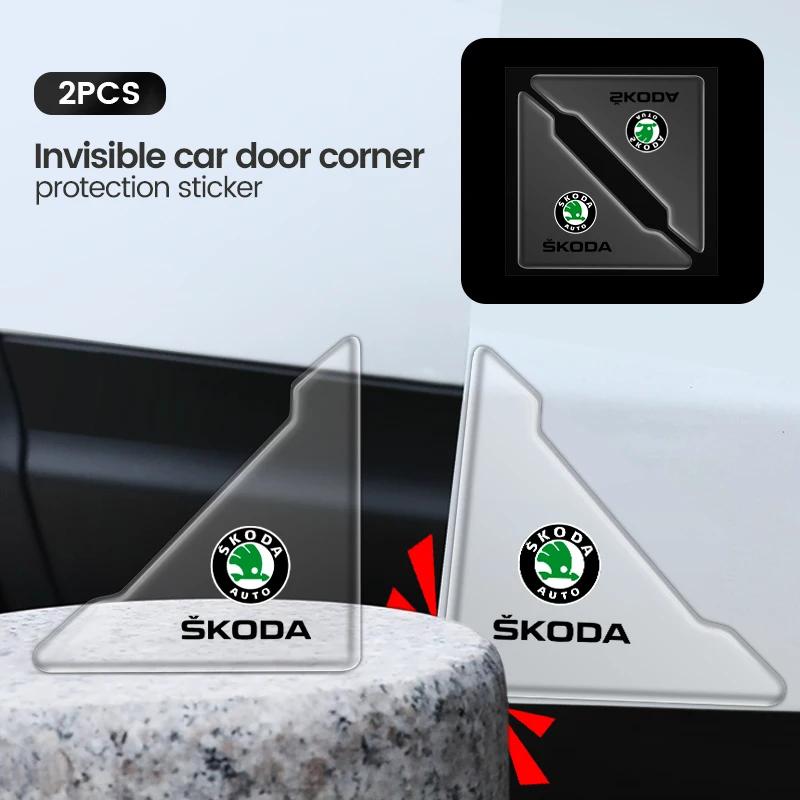 2pc Car Door Corner Cover Anti-Scratch Protection Sticker For Skoda Octavia Fabia Rapid Superb Kodiaq Scala Karoq Kamiq RoomsterCQ1