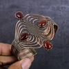 Natural Carnelian Gemstone Handmade Copper Wire Wrap Cuff Bangle Adjustable F1m77