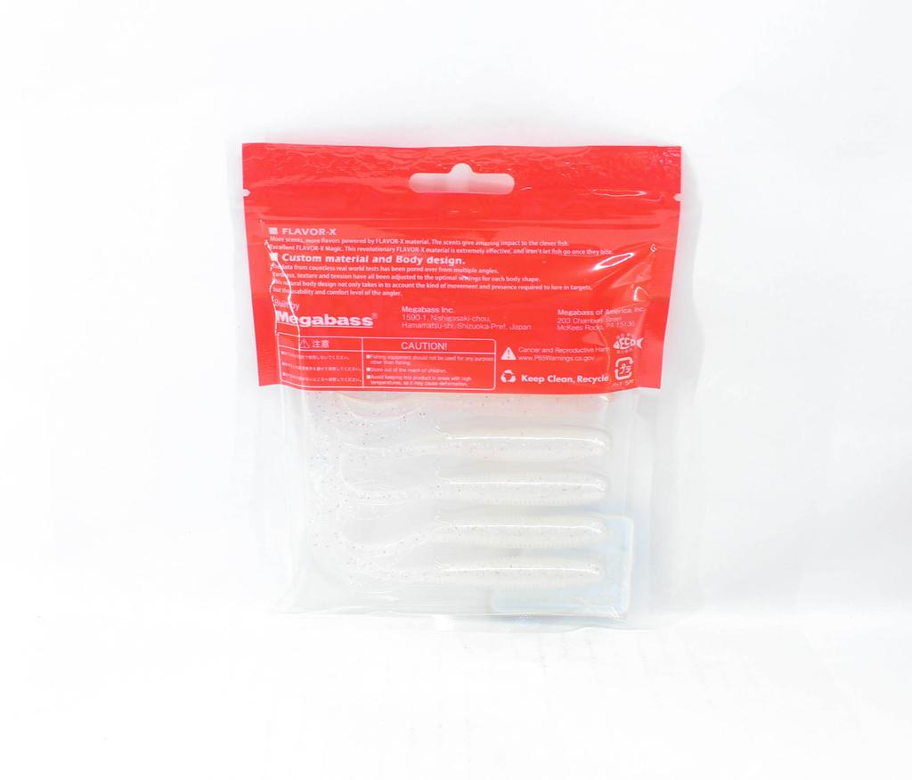 Megabass Мягкая приманка Kemuri Curly 3,5 дюйма, прозрачная голографическая (0347)