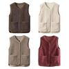 Женский жилет осень-весна с круглым вырезом, толстый флис, карманы, однотонный, без рукавов, застежка-молния, ретро, теплый, для офиса, улицы, дома, отпуска, многослойный жилет