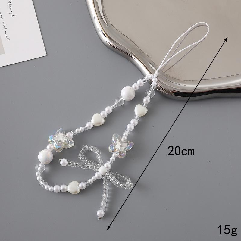 Шарм для телефона в виде сердца с жемчугом и бантом и брелок-шнурок