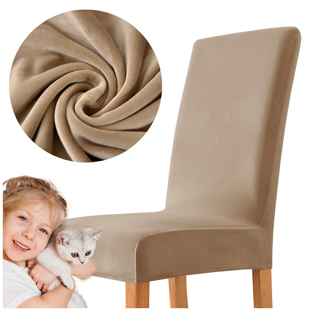 Beige/Camel Thick Velvet Chair Cover Super