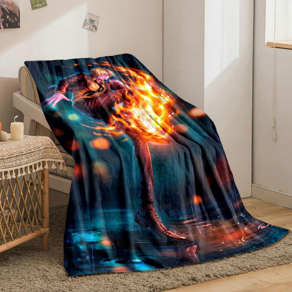 A dynamic flame kick in a rainy, glowing backdrop. for all seasons blanket lunch break throw gift