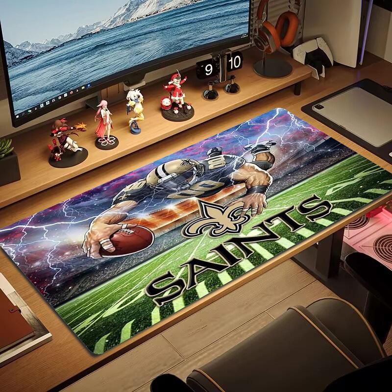 New Orleans Saints Logo Color Mouse Pad Large Gaming Table Cushion Non-slip Laptop Tablet Big Mousepad XXL Mat Mini PC Playmat With Lock edge