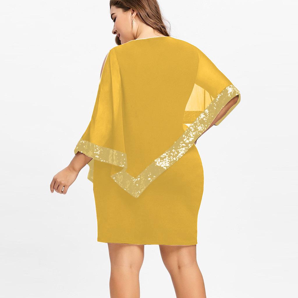 2024 Irregular Sequin Patchwork Plus Size Women's Dress - 8 Colors & Sizes Available