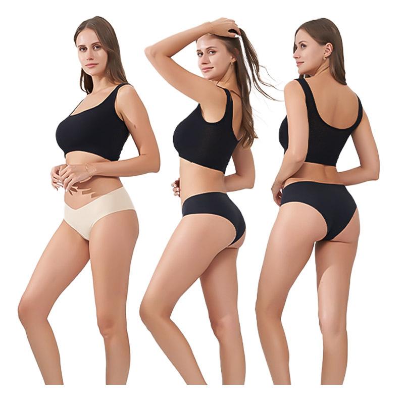 Женское бесшовное нижнее белье с низкой талией, сексуальные дышащие трусы из ледяного шелка