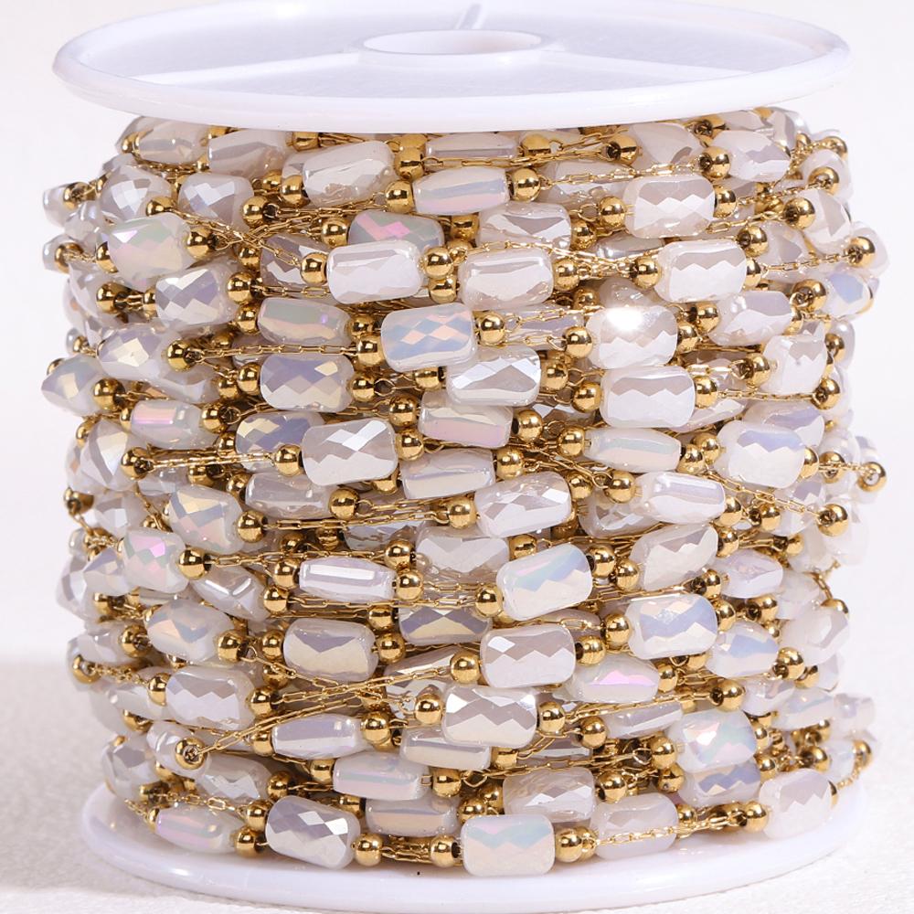 2Meters 1Meter Pink Crystal Beaded Stainless Steel Chains Rhinestone Beading Chains for Necklace Bracelet Jewelry Making DIY