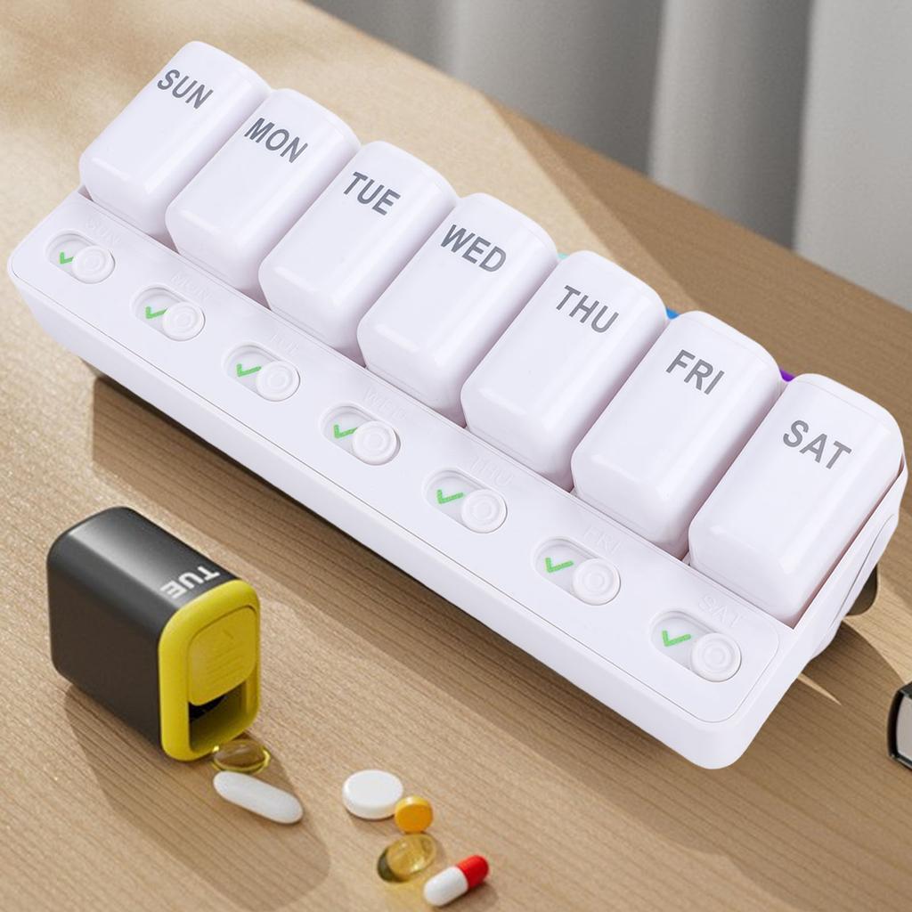 Weekly Tablet   7 Day Compartment Storage Detachable Home Travel Box with Reminder