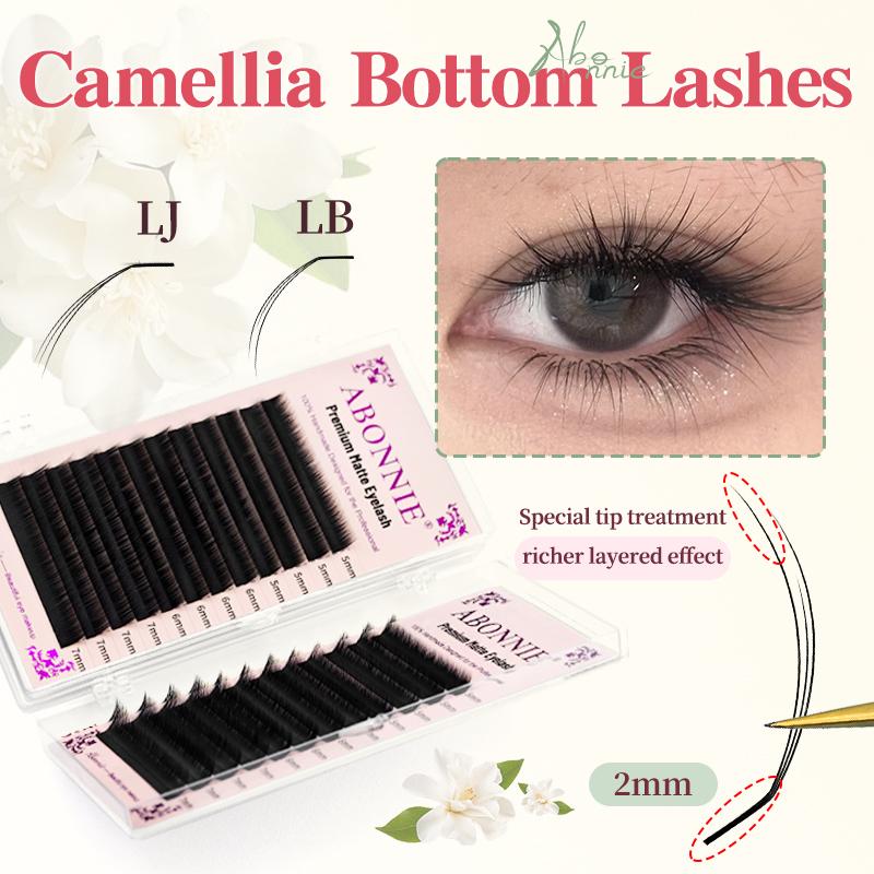 Abonnie LJ LB Pre-Bundled Bottom Eyelashes J B Camellia Lashes Automatic Fanning 5-7mm Eyelash Extensions Comic Lashes Manga