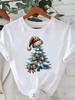 (Азиатский размер) милое прекрасное дерево Футболки с коротким рукавом Принт с Рождеством Христовым круглый вырез Женский топ новогодний Т Одежда Мода праздничная Графическая футболка