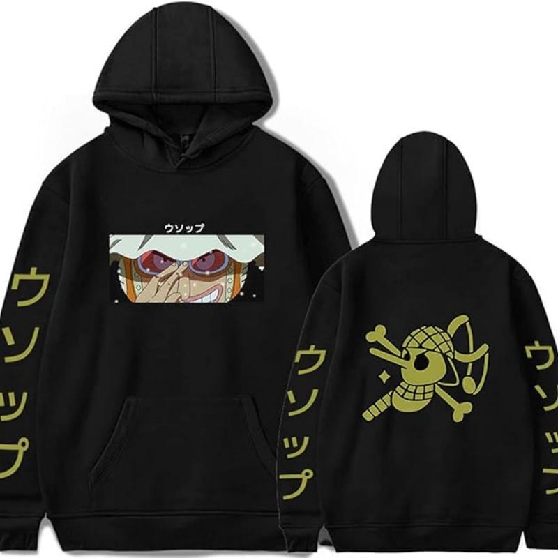 Мужская толстовка WINKEEY с принтом персонажа японского аниме, Косплей-свитшот, Пуловер с Луффи и Зоро, Черный с Усоппом