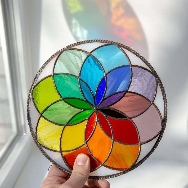 Rainbow Stained Suncatcher Window Hangings Stained Window Panel SeriesFunrain