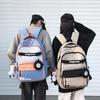 Женский рюкзак с цветными блоками, мужской рюкзак с буквенным принтом в стиле кампуса, большая вместимость, школьный рюкзак для школьников