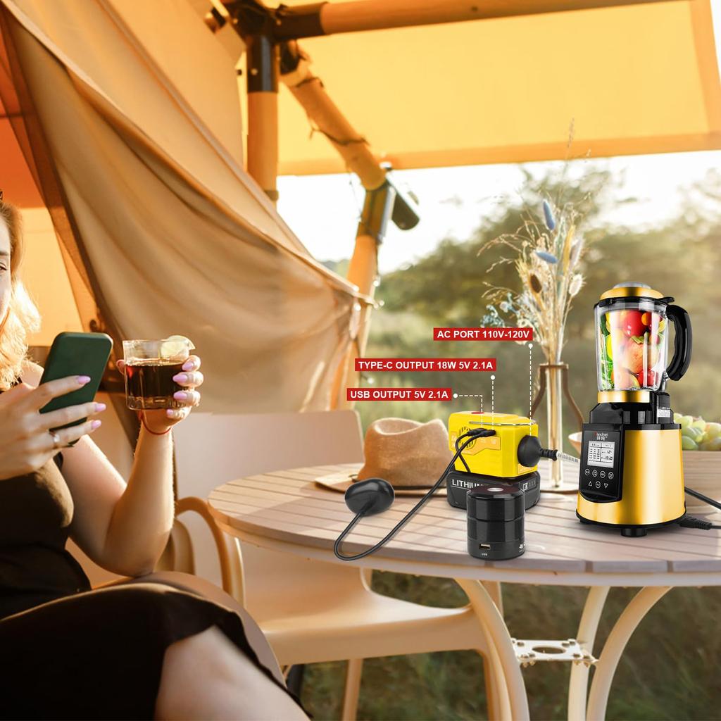 Для Makita/Dewalt/Milwaukee/Bosch 111 Вт Генератор-инвертор питания от аккумулятора 18 В до 111 В / 111 В переменного тока Выход USB и Type-C Адаптер Новый