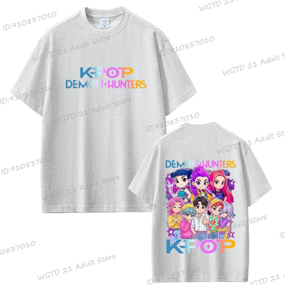 Hot Movie KPop Demon Hunters T Shirt Cartoon Rumi Mira Zoey Saja Boys T-shirt Men Women Cotton Fashion Round Neck Tees Fans Gift