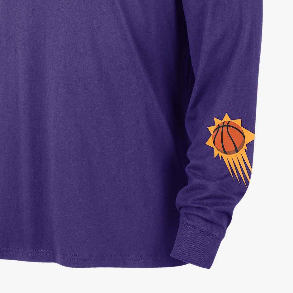 Nike X Коллаборация НБА Max90 Phoenix Suns FW24 Courtside City Edition Логотип Комфортная Свободная Футболка с Длинным Рукавом Мужские Топы Фиолетовый HJ2556-504