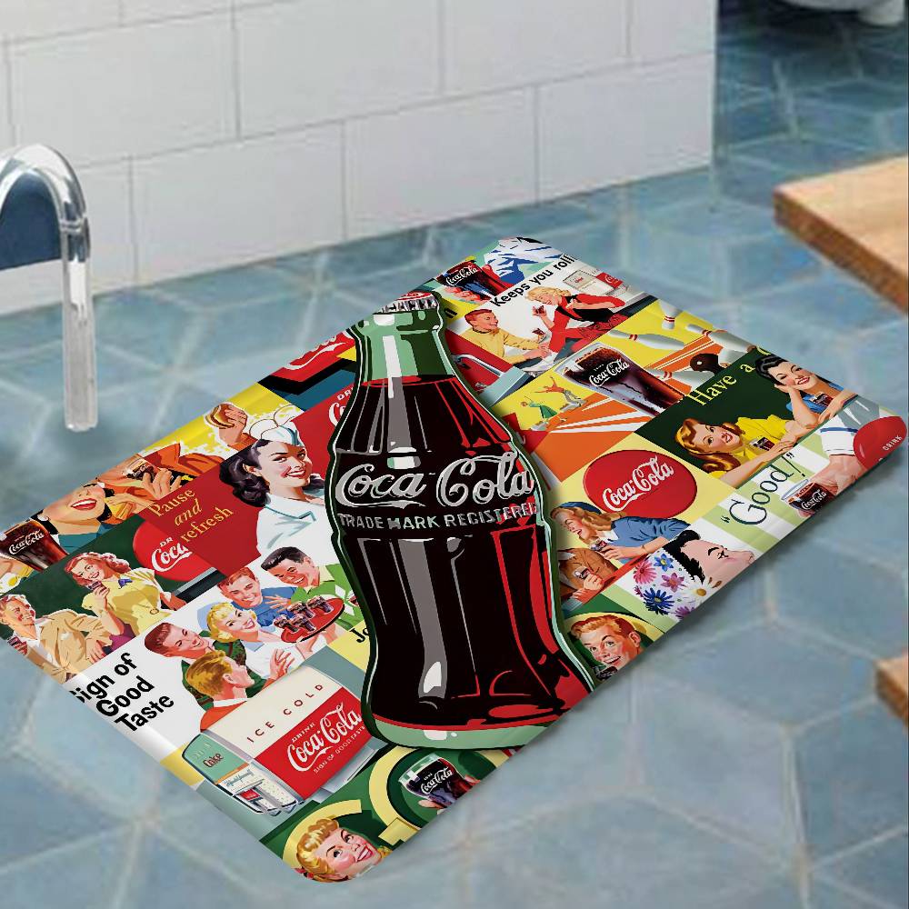 C-COCA Logo C-COLAS Hallway Carpet Retro Multiple Choice Living Room Kitchen Rug Non-Slip Welcome Rug