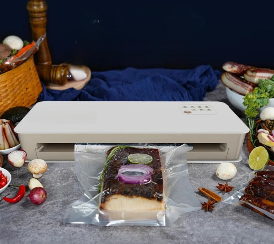 Полностью автоматическая вакуумная упаковочная машина Малая бытовая машина для сохранения свежести и упаковки продуктов Сухая и влажная запайка Коммерческое использование