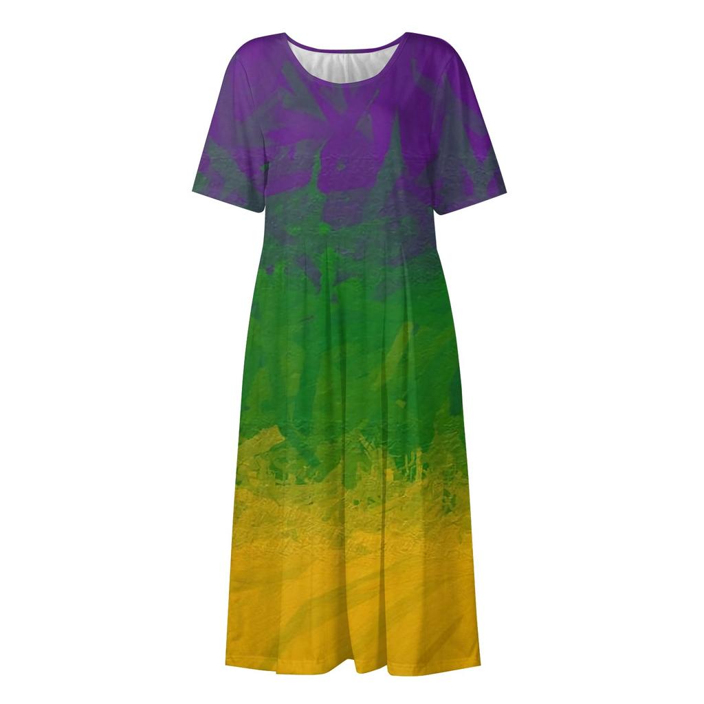 Женское повседневное модное платье с круглым вырезом и принтом