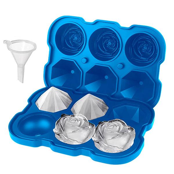 Большие формочки для льда, силиконовые формы для льда Rose&Diamond, легкосъемная форма для льда с крышкой, форма для кубиков льда для коктейля из виски
