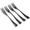 4-Pieces Luxury 18/10 Stainless Steel Dinnerware Seafood Cocktail Appetizer Fish Fork Set Mirror Polishing Black Salad Forks