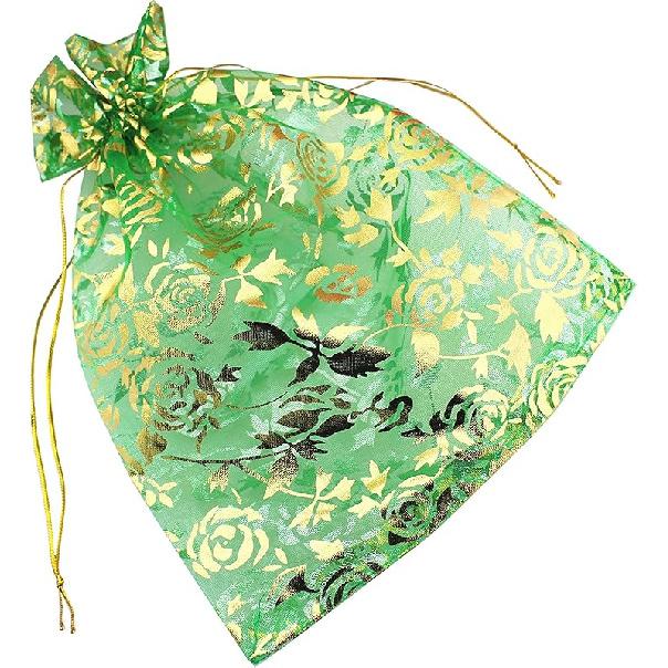 QIANHAILIZZ 100 шт. 18x23 см Мешочки с завязками Цветок Сердце Органза Мешочек для украшений Подарочный мешочек Мешочек для конфет Мешочки с завязками для свадебных сувениров (золотое сердце)