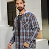 Men's Loose Long Sleeved Checkered Hooded Shirt