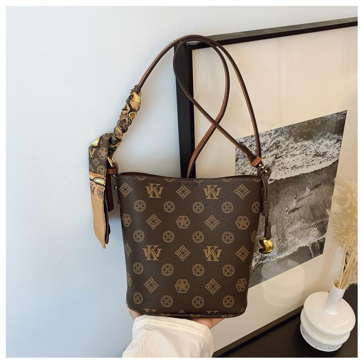 Светлая роскошь ретро старая сумка-ведро с цветочным принтом большая вместимость высококачественная женская сумка модная светлая роскошь женская на плечо сумка-мессенджер