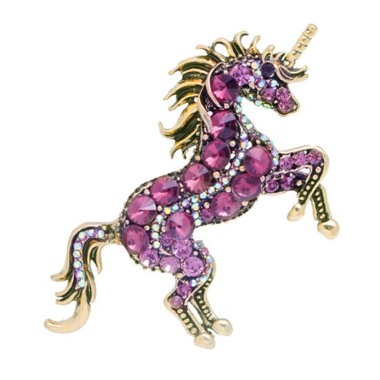 Retro Unicorn Brooch Rhinestones Inlaid Unicorn Lapel Pin Artistic Unicorn Brooch Pin Men Women Outfit Accessory for Clothes Scarves Bags Hats