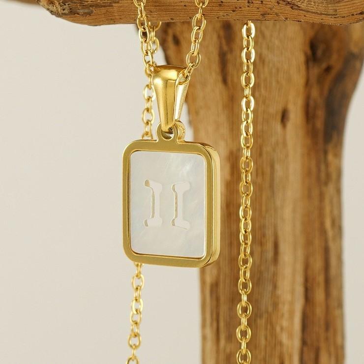 18-каратное золото нержавеющая сталь 12 созвездий ожерелье ювелирные изделия белая ракушка полая подвеска ожерелье для женщин