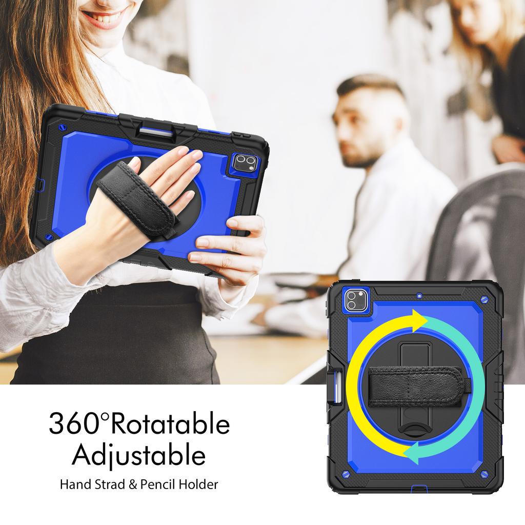Armor Stand Case Universal for IPad Pro12.9 2018 2020 2021 2022 3rd 4th 5th 6th Gen Hybrid Cover with Screen Protector 3-Layers