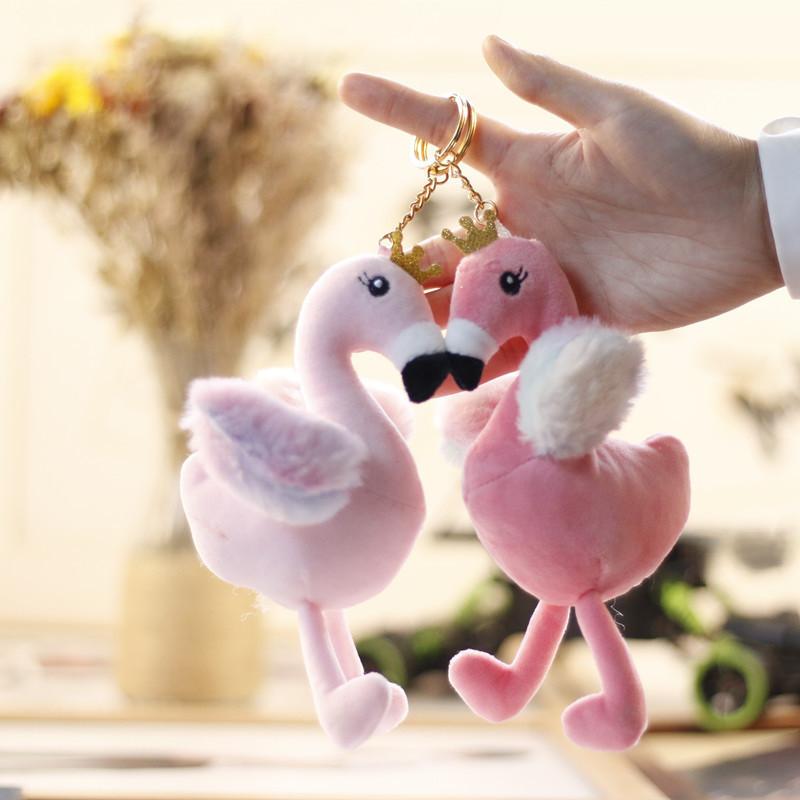 Soft Mini Flamingo Plush Toy Pink Bag Ornament Key Holder For Kids