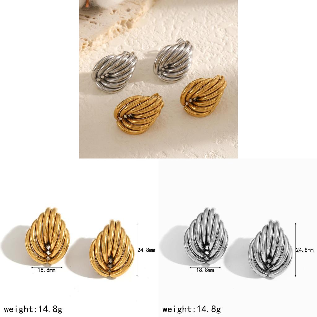Geometric Stainless Steel Earrings For Women With Pvd Finish For Trendy Fashion