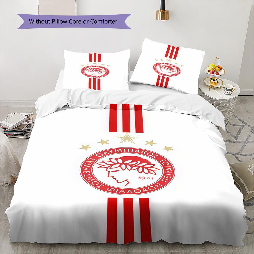 Olympiacos Bedding Quilt Set Quilt Cover Pillowcase Home Decoration Birthday Gift (1 * duvet cover + 2 * pillowcase, without core)