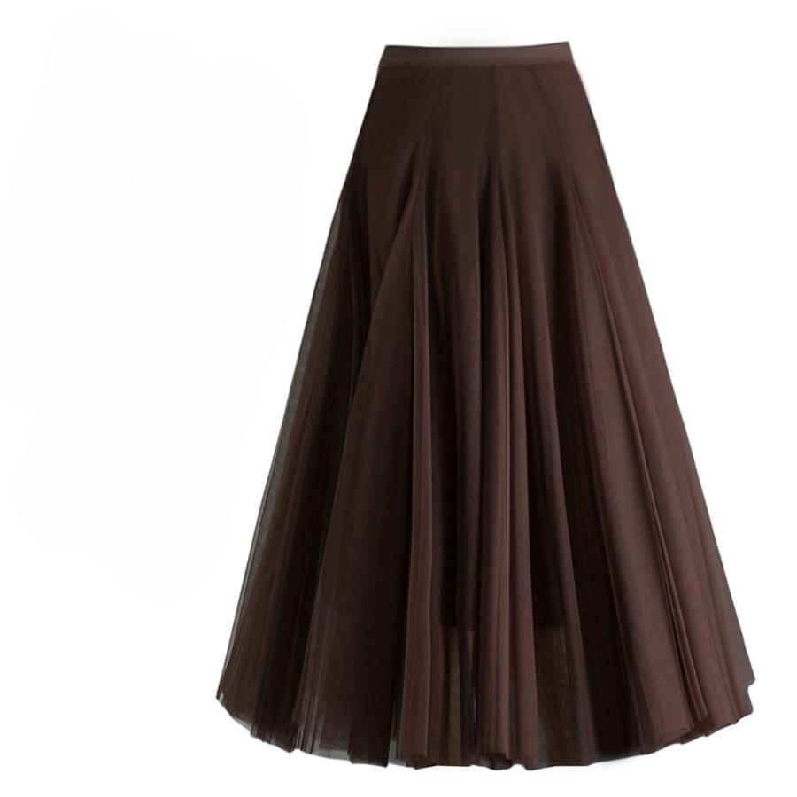 Женская юбка, длинная юбка-качели, тонкая юбка феи с высокой талией до середины тела, танцевальная сетчатая юбка