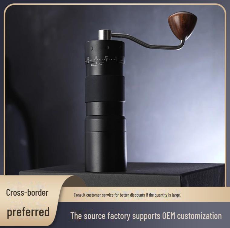 Stainless Steel Hand-Crank Coffee Grinder with External Adjustment for Italian Coffee