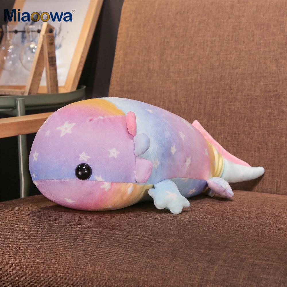 37 -58cm Rainbow Dinosaur Fish Plush Toys Colorful Giant Salamander Stuffed Doll Soft Animal Sleep Pillow Adorable Gift For Kids Girl