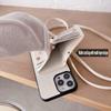 Lanyard Litchi Grain Leather Card Pocket Case For iPhone 16 Pro Max 15 Pro 14 13 12 11 Shockproof Luxury Phone Shell Cover
