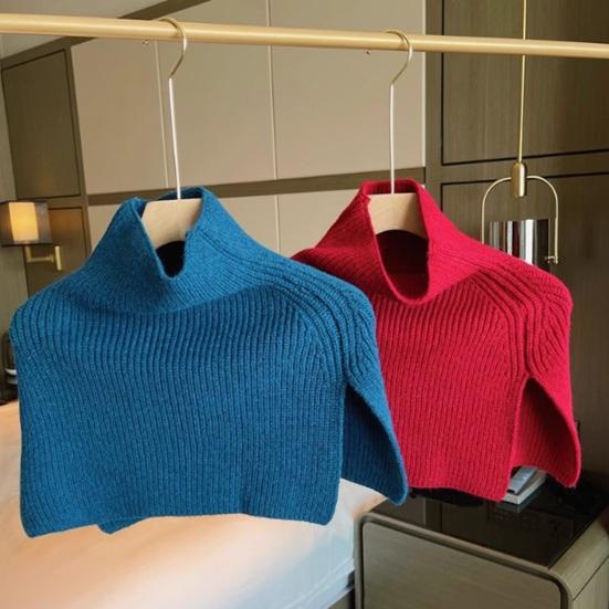 Women Shawl Scarf High Collar Side Split Design Windproof Warm Fabric Fake Collar Outdoor Lightweight Shawl Wrap