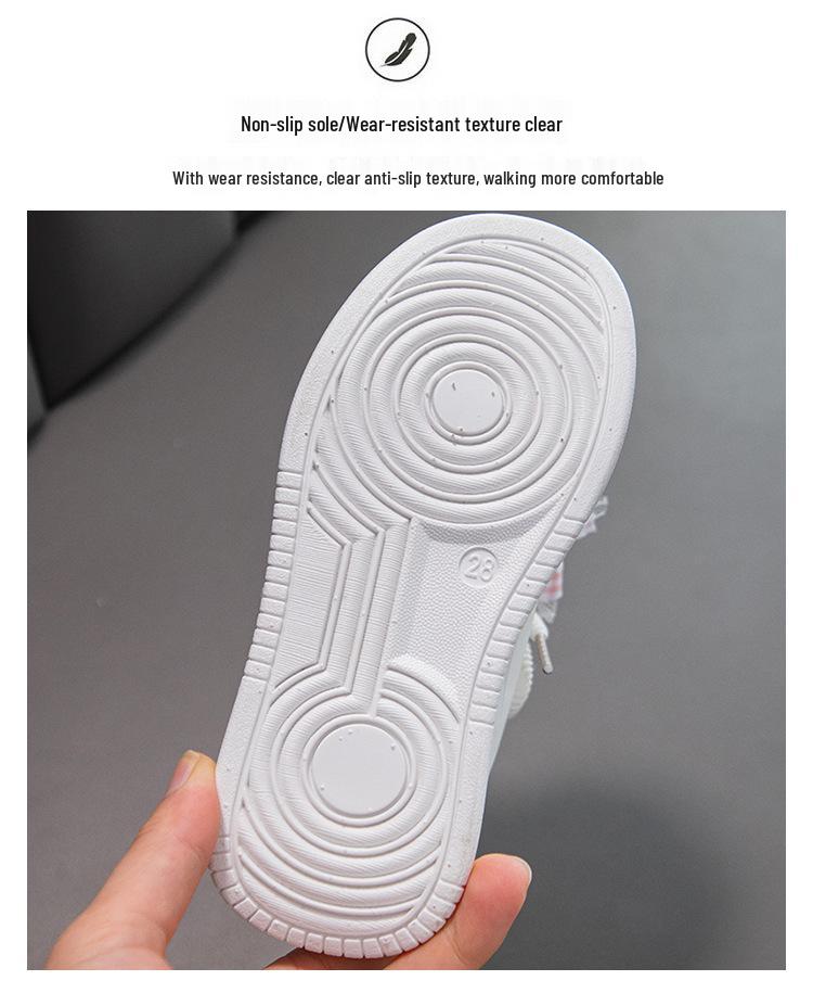 Milky Fufu Spring/Autumn Children's White Skate Shoes - Cute, Versatile, and Comfortable with Thick Soles