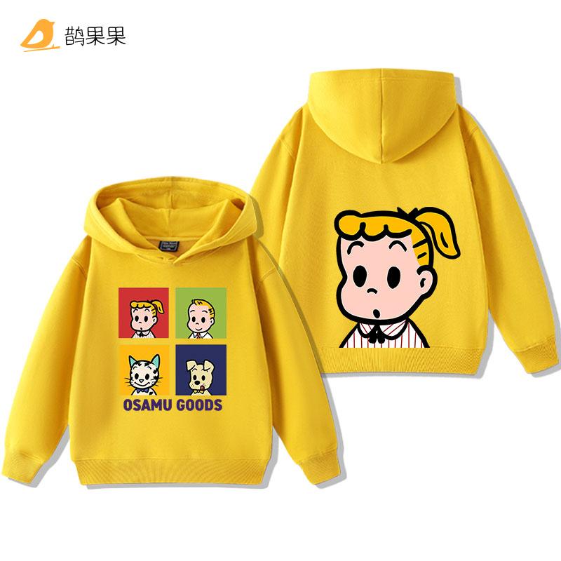 Детские толстовки с мультяшным принтом OSAMU GOODS Harajuku, повседневная мода, осенне-зимние виды спорта на открытом воздухе, теплые топы с длинным рукавом
