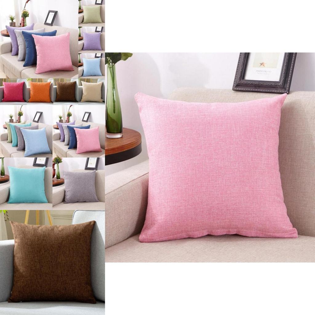 Pure Color Cotton Linen Pillow Cover Ideal For Home Office Sofa Cushion Decor