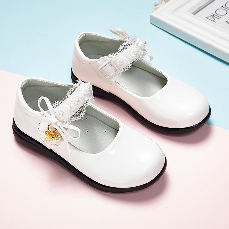 Обувь из кожи для девочек на вечеринку, свадьбу, детские школьные туфли на плоской подошве с цветочными цветами, детская принцесса, милая обувь для выступлений